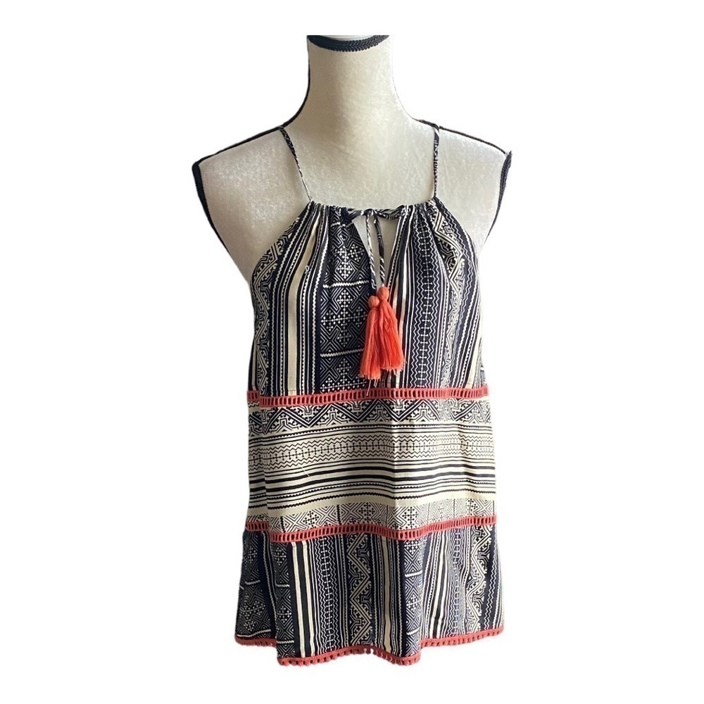 THML-BLACK AND TAN BOHO TOP-SIZE SMALL